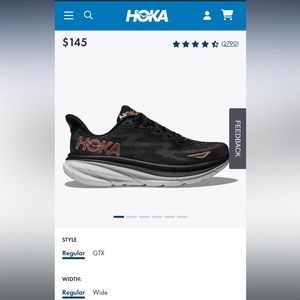 NWOT Hoka * Women’s Clifton 9 Black/Rose Gold Running Shoes Athletic Size 7.5
